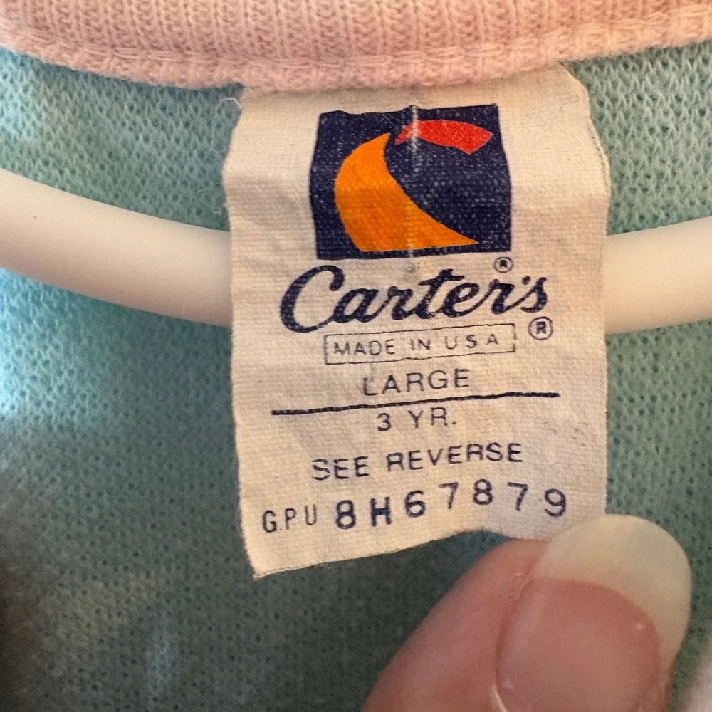 Vintage Carter's USA Footed‎ Sleeper Size 3 Terry Cloth Pastel One Piece
